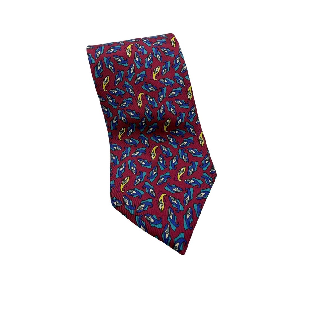 Christian Dior Monsieur Silk Tie Burgundy Red Abstract Paisley Eye Pattern USA